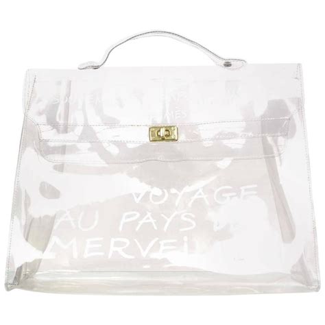 hermes clear bag un voyage|Hermes Clear Plastic Un Voyage Kelly Souvenir Tote .